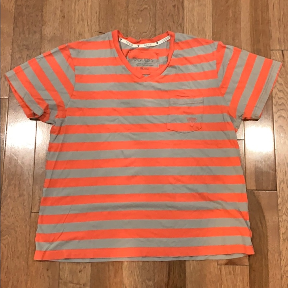 Orange with grey strips Guess short sleeve for men
